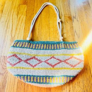 Large Vintage Retro Funky Colorful Woven Shoulder Bag